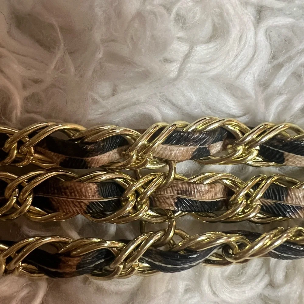 Leopard Pattern Gold Chain Adjustable Belt - Picture 2 of 4